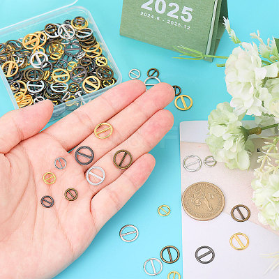 200Pcs 8 Colors Flat Round Alloy Buckle Clasps FIND-GL0001-99-1