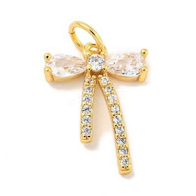 Rack Plating Brass Micro Pave Clear Cubic Zirconia Pendants KK-B093-01C-G-1