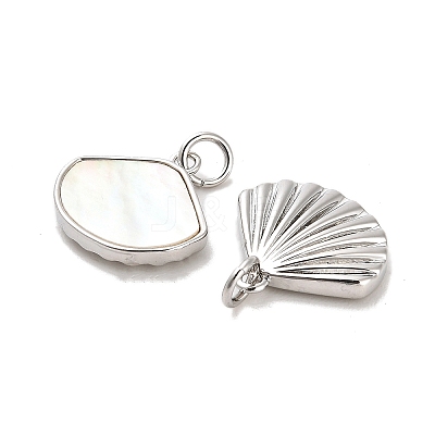 Brass Pave Shell Shell Shape Charms with Jump Ring KK-K365-08D-P-1