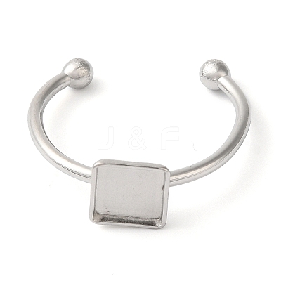 Non-Tarnish 304 Stainless Steel Open Cuff Ring Components X-STAS-I306-03P-1