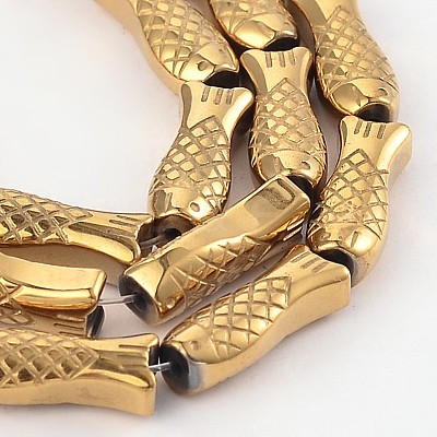 Fish Electroplated Non-magnetic Synthetic Hematite Bead Strands G-M232-09G-1