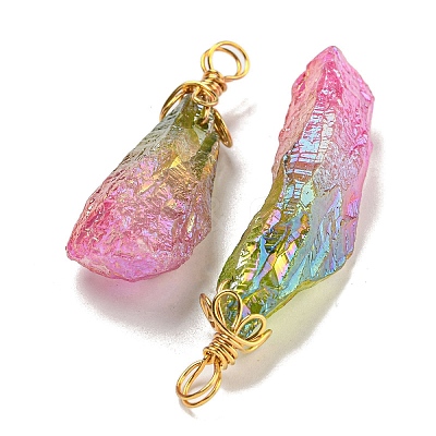 Electroplated Raw Rough Natural Quartz Crystal Big Pendants G-A229-02G-02-1