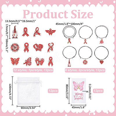 Mental Health Awarenes Theme Alloy Enamel Ribbon/Heart/Butterfly Charm Braided Bead Bracelets Kits SJEW-WR00002-1