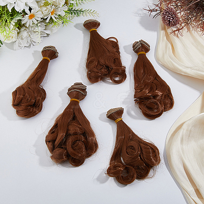5Pcs High Temperature Fiber Long Pear Perm Hairstyle Doll Wig Hair DOLL-DC0001-05B-1