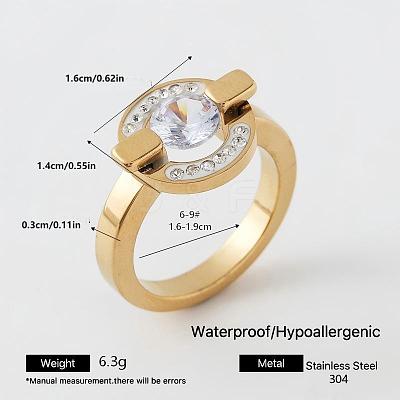 303 Stainless Steel Micro Pave Cubic Zirconia Finger Rings for Women UQ1288-4-1