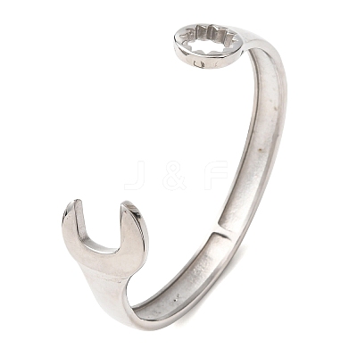 304 Stainless Steel Cuff Bangles for Women Men BJEW-P386-03P-1