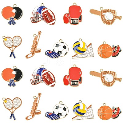 36Pcs 9 Styles Sports Zinc Alloy Enamel Pendants FIND-CJ0005-30-1