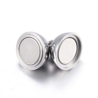 Tarnish Resistant 304 Stainless Steel Magnetic Clasps with Loops STAS-F108-07P-1
