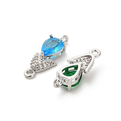 Glass Teardrop Connector Charms KK-M314-14P-1