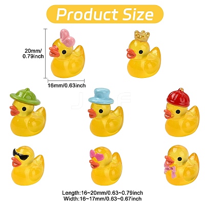 40Pcs 8 Styles Resin Duck Miniature Model AJEW-CJ0001-82-1