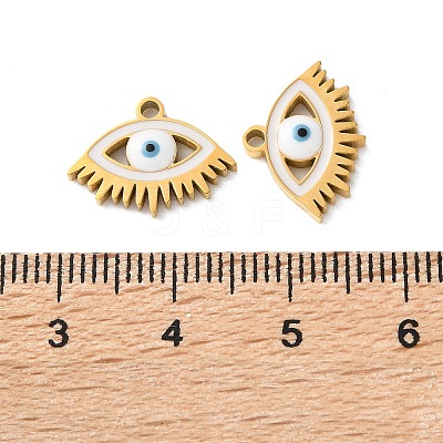 Evil Eye Themes 304 Stainless Steel Enamel Pendants STAS-B100-02G-03-1