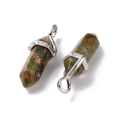 Natural Unakite Pointed Pendants G-K329-39P-1