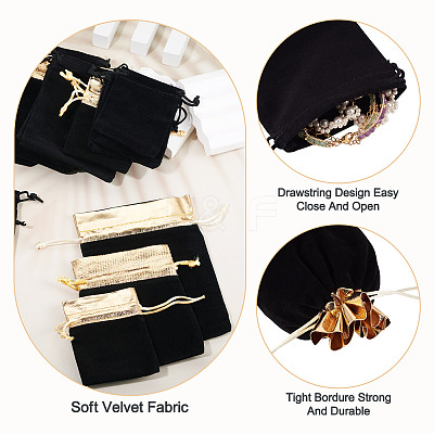 24Pcs 6 Styles Rectangle Velvet Jewelry Drawstring Bags TP-TA0001-08-1