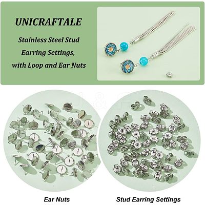 304 Stainless Steel Stud Earring Settings STAS-UN0019-14P-1