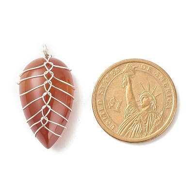 Natural Carnelian Pendants PALLOY-JF01384-03-1