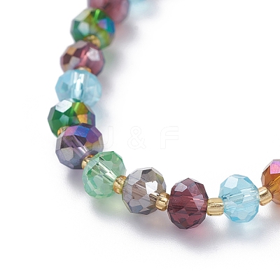 Electroplate Faceted Abacus Glass Beaded Necklaces NJEW-JN02623-1