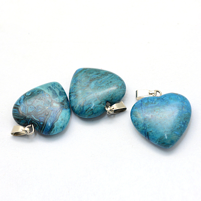 Dyed Heart Natural Gemstone Pendants G-Q438-05-1