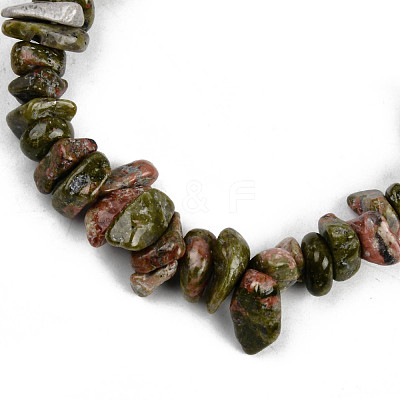 Unisex Chip Natural Unakite Beaded Stretch Bracelets BJEW-S143-20-1