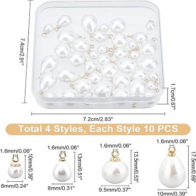 40Pcs 2 Style ABS Plastic Imitation Pearl Pendants KY-CA0001-20-1