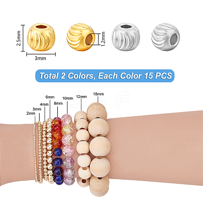 30Pcs 2 Colors 925 Sterling Silver Spacer Beads STER-PH0003-86-1