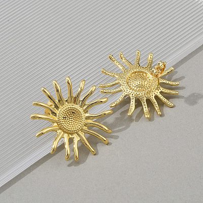 Sun Brass Stud Earrings EJEW-Z145-01G-1