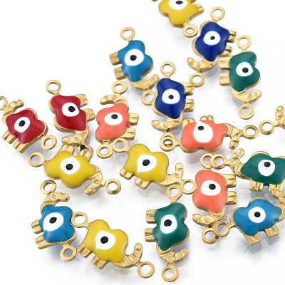 304 Stainless Steel Enamel Connector Charms STAS-N092-177-1