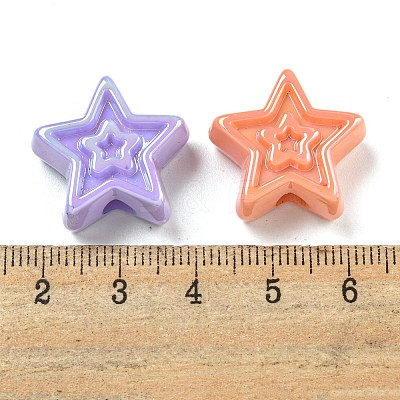 UV Plating Iridescent Acrylic Beads OACR-G039-17-1