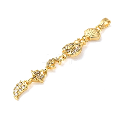 Brass Micro Pave Clear Cubic Zirconia Pendants LS-KK-D101-01A-G-1