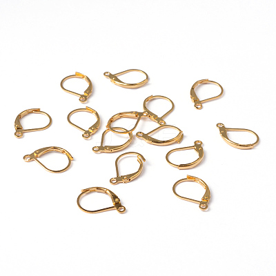 Golden Plated Brass Leverback Earring Findings X-EC223-G-1