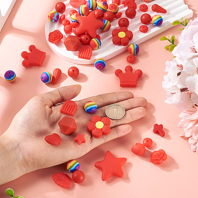 92Pcs Transparent Silicone Focal Beads SIL-TA0002-85A-1