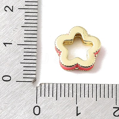 Brass Enamel Flower Spacer Beads KK-CBAF2EC-02G-1
