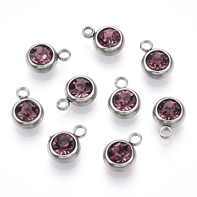 201 Stainless Steel Rhinestone Charms STAS-S068-06-1