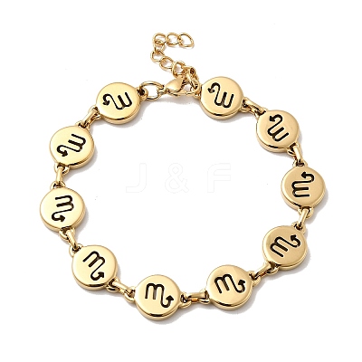12 Constellations 304 Stainless Steel Link Chain Bracelets BJEW-I239-01G-03-1