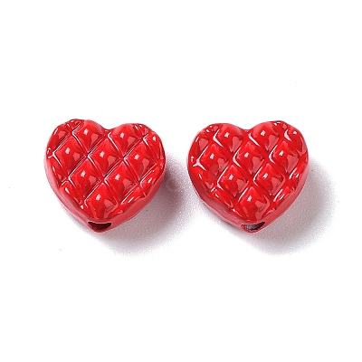 Spray Painted Alloy Waffle Beads PALLOY-H134-48-1
