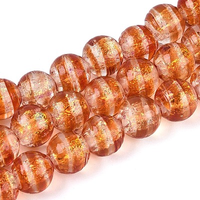 Handmade Foil Glass Beads Strands FOIL-N033-05E-1