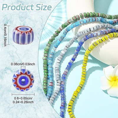 1 Strand Handmade Millefiori Glass Beads Strands LAMP-YW0004-16A-1