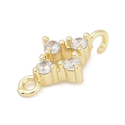 Brass Micro Pave Clear Cubic Zirconia Connector Charms LS-KK-Z094-08G-02-1