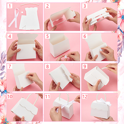 Trapezoid Paper Gift Box with Plastic Imitation Pearl Handles LS-CON-WH0092-65A-1