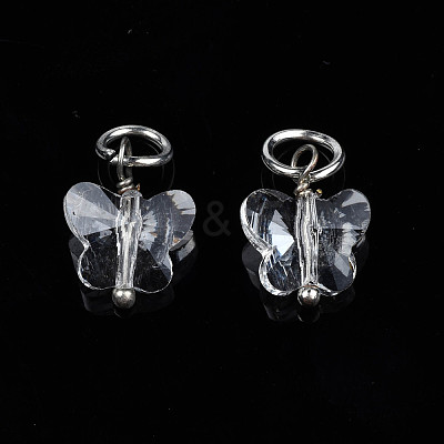 Faceted Transparent Glass Charms GLAA-T024-06M-1