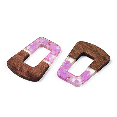 Transparent Resin & Walnut Wood Pendants RESI-N039-65A-1