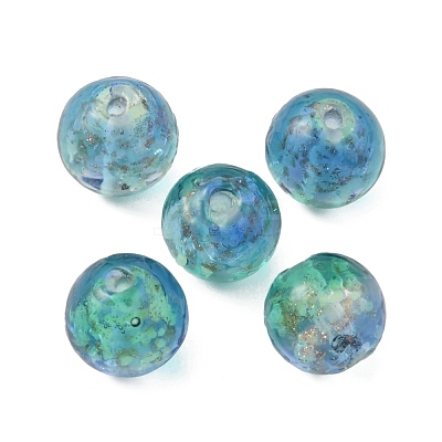 Handmade Gold Sand Lampwork Beads LAMP-WH0001-10C-1