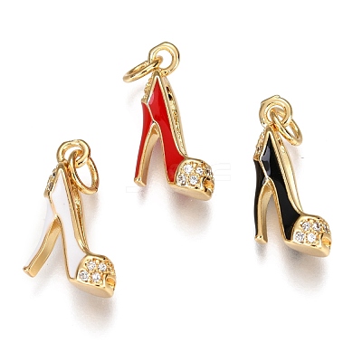 Brass Micro Pave Clear Cubic Zirconia Stilettos Pendants ZIRC-B002-35G-1