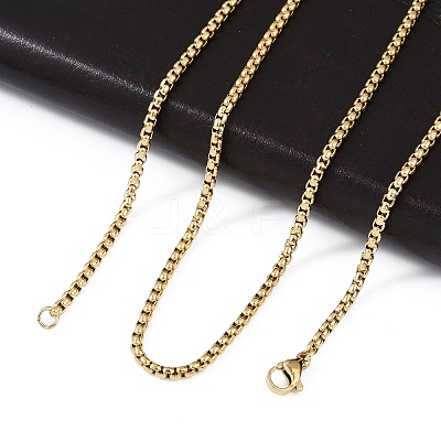 304 Stainless Steel Box Chain Necklaces X-NJEW-P244-01G-1