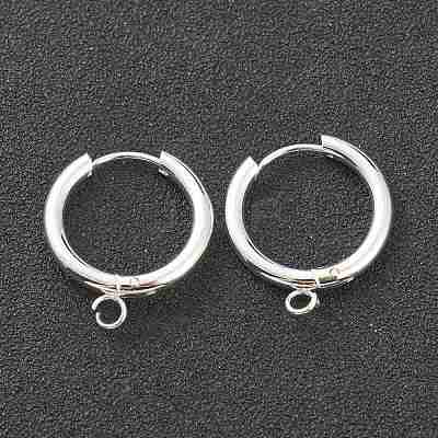 201 Stainless Steel Huggie Hoop Earring Findings STAS-P283-01F-S-1
