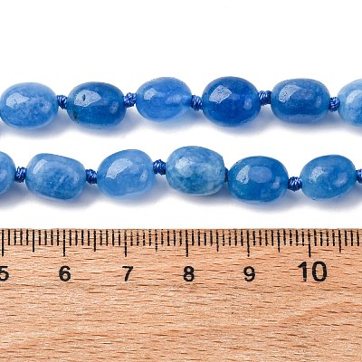 Natural Dyed Malaysia Jade Tumble Stone Nuggets Beaded Long Necklaces for Women NJEW-F340-A06-1