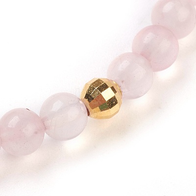 Natural Rose Quartz Stretch Bracelets BJEW-JB03797-01-1