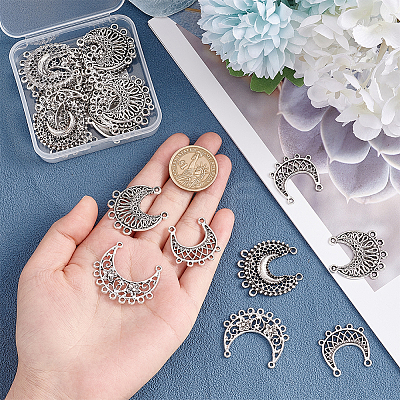 24Pcs 4 Style Tibetan Style Alloy Chandelier Component Links FIND-AR0003-56-1