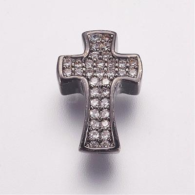 Brass Micro Pave Cubic Zirconia Beads ZIRC-G087-28B-1