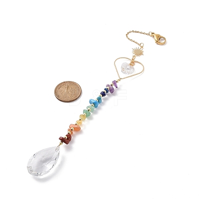 Glass Teardrop Chandelier Pendant Decorations HJEW-JM00857-1