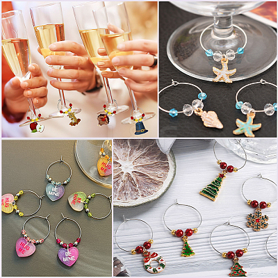 200Pcs Brass Wine Glass Charm Rings KK-SP0001-31A-P-1